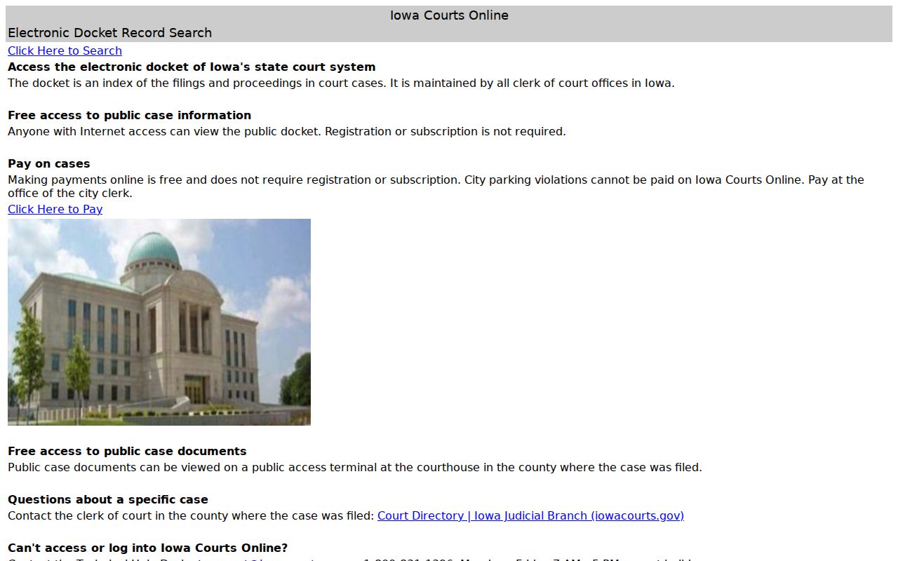 Bremer County criminal court records search in Iowa Courts Online