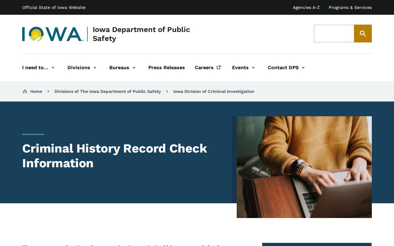 Bremer County criminal history Iowa DCI check information