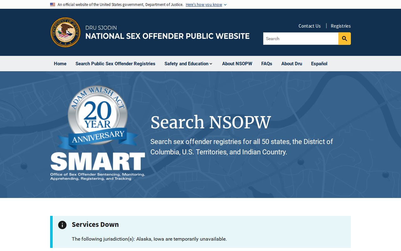 National sex offender search supporting a Bremer County registry check