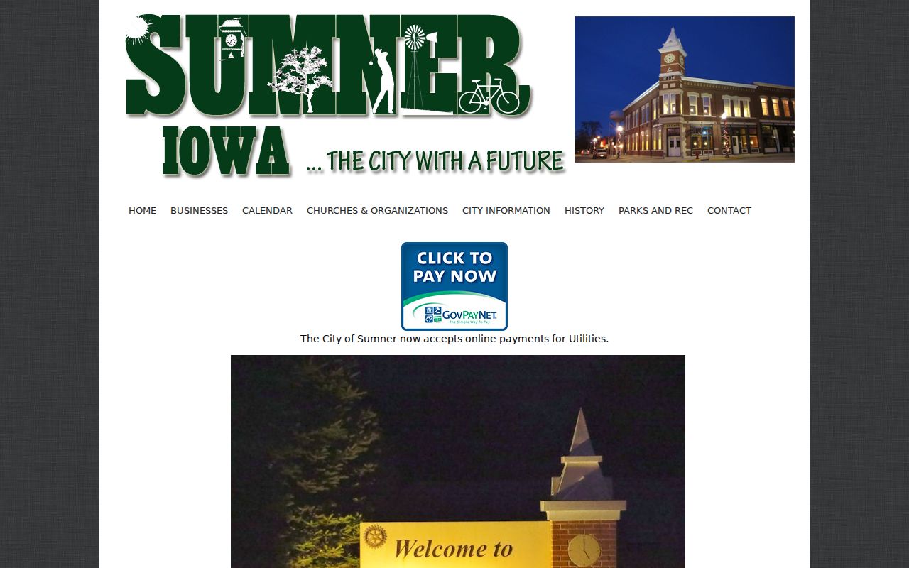 Official Sumner Iowa city homepage and local information