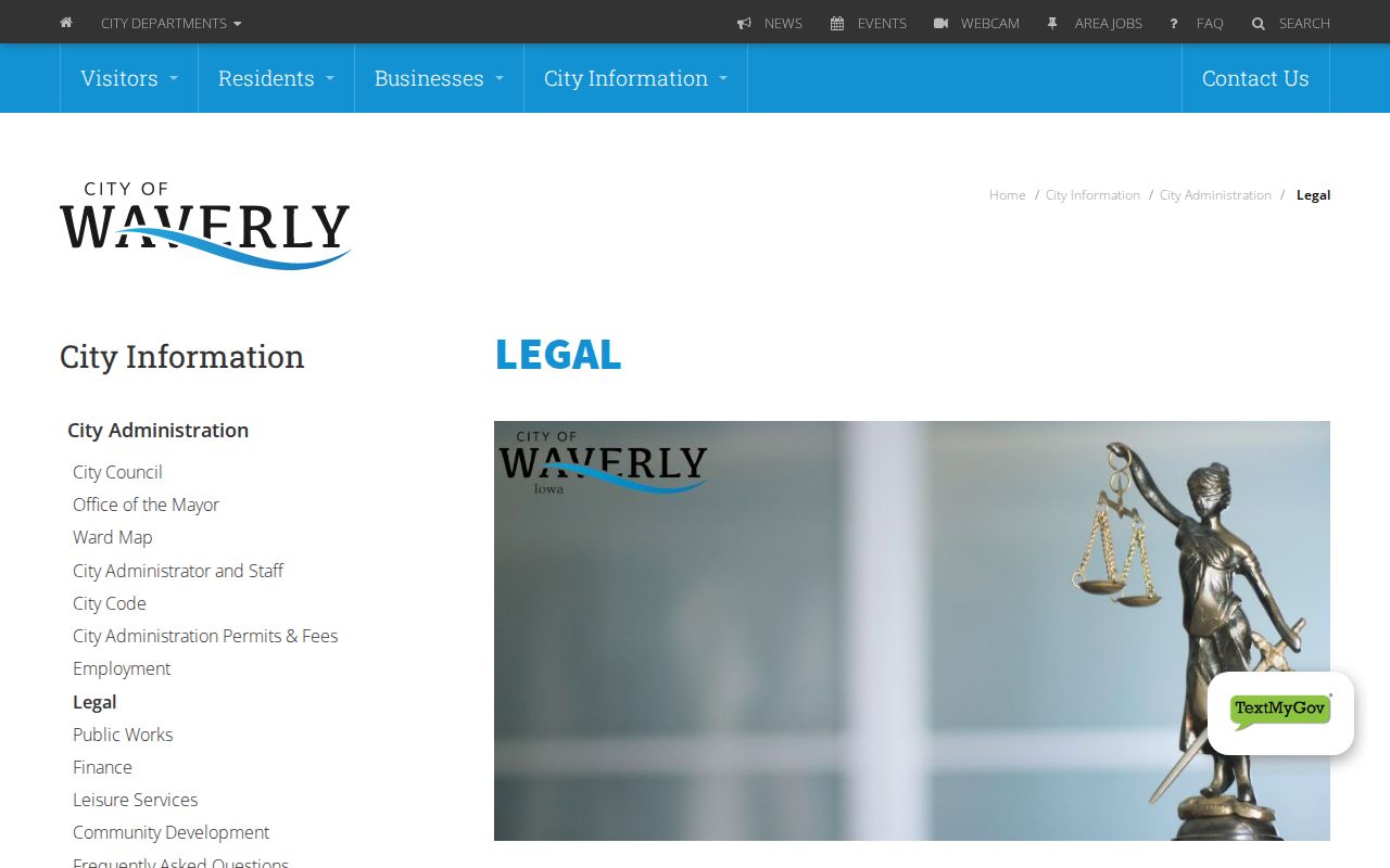 Waverly legal page explaining citation and District Court routing
