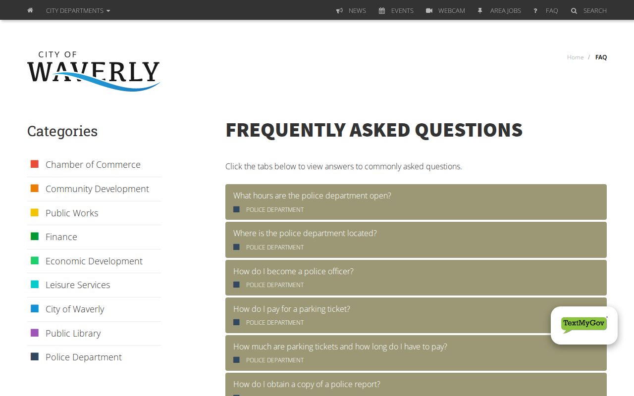 Waverly Police report request instructions and fee